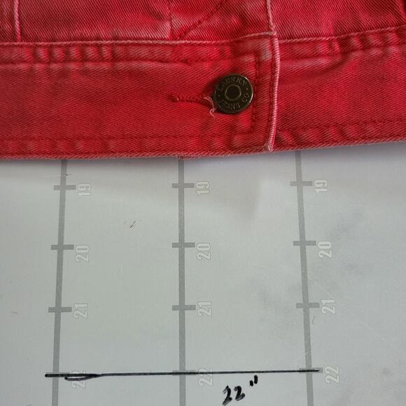 Vintage LRL Ralph Lauren Denim Jacket Womens M Petite Faded Red Trucker Jean - Picture 8 of 8